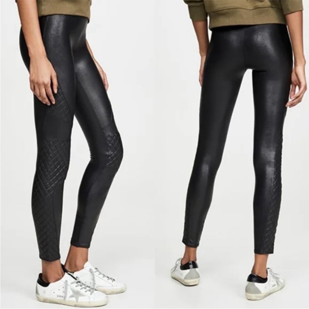 SPANX Women's Black Faux Leather Moto Leggings sz extra small